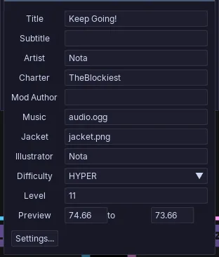 Trackmaker's "Metadata" editing menu