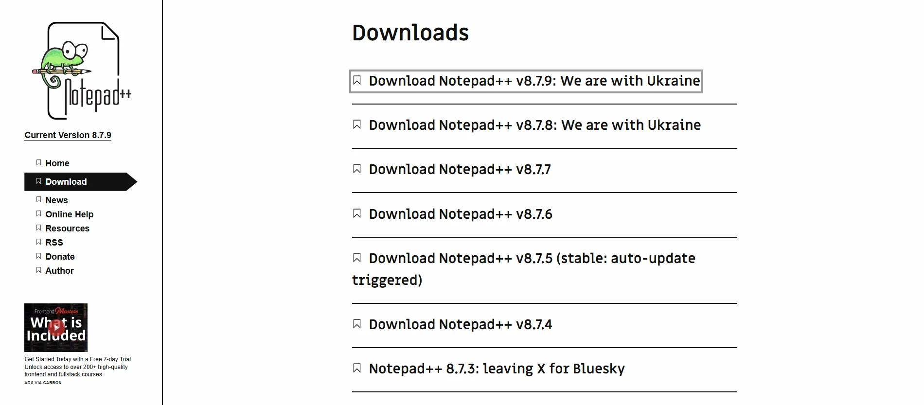 Notepad++ download web page