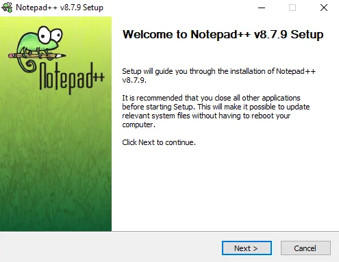Notepad++ download wizard