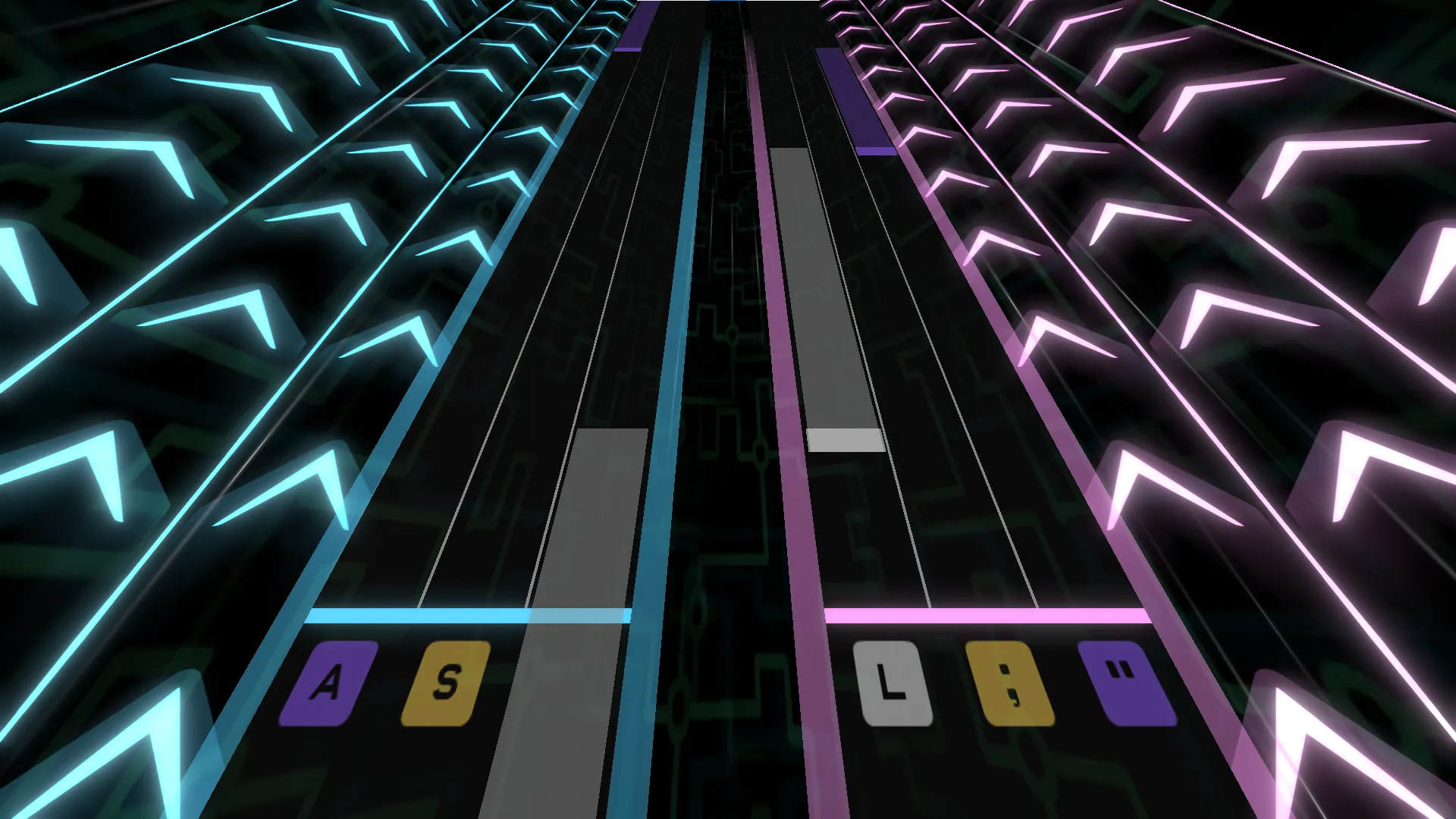 EX-XDRiVER screenshot within a chart, where the track and notes are slightly transparent