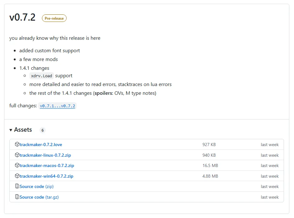 Trackmaker release from Github page